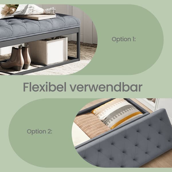 Sofa med opbevaringsplads og ben | Grå | 110x40x40 cm
