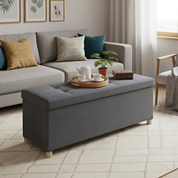 Sofa med opbevaringsplads | Grå | 110x38x40 cm