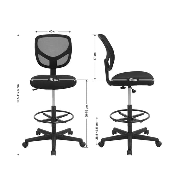 Kontorstol med meshryg – ergonomisk, drejelig, sort
