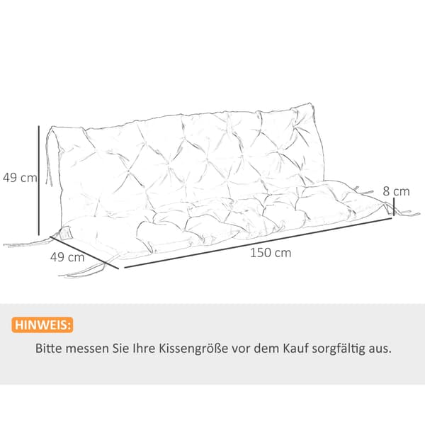 Havepude til 3-personers sofa - Sofapude | Farve: Grå | Mål: 150x98x8 cm