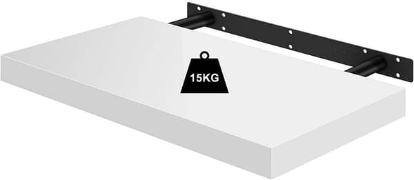 3 kelluvan seinähyllyn sarja | Valkoinen | 40x22,9x3,8 cm