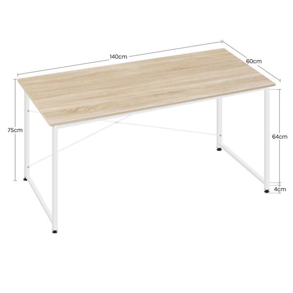 Bureau met metalen frame | Helle eik, wit | 140x60x75 cm