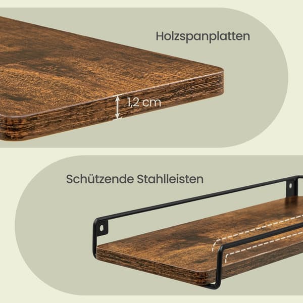L-format hörnväggställ, set om 3 | Brun | 40x14x29 cm