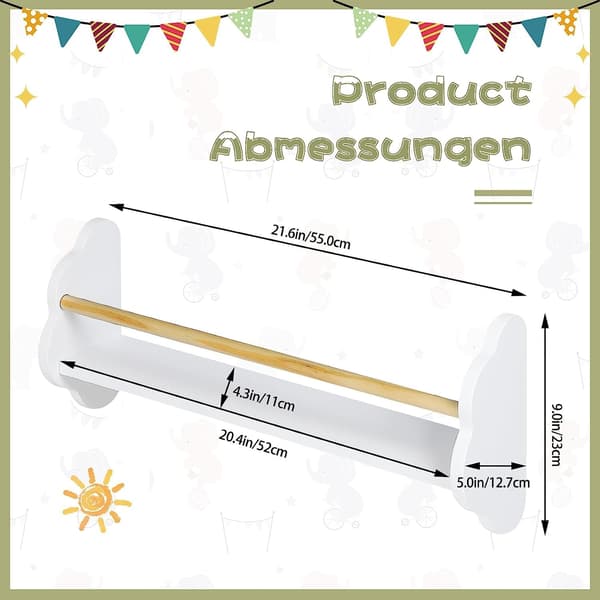 3-delt børnebogsstativ til vægmontering | Hvid | 55x23x12,7 cm