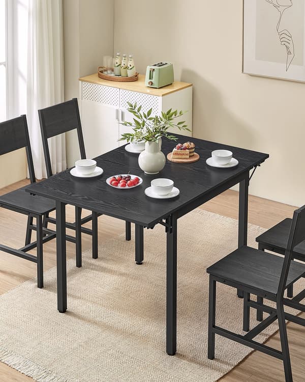Sammenklappeligt spisebord, pladsbesparende - 78 x 120 x 76,2 cm - Sort