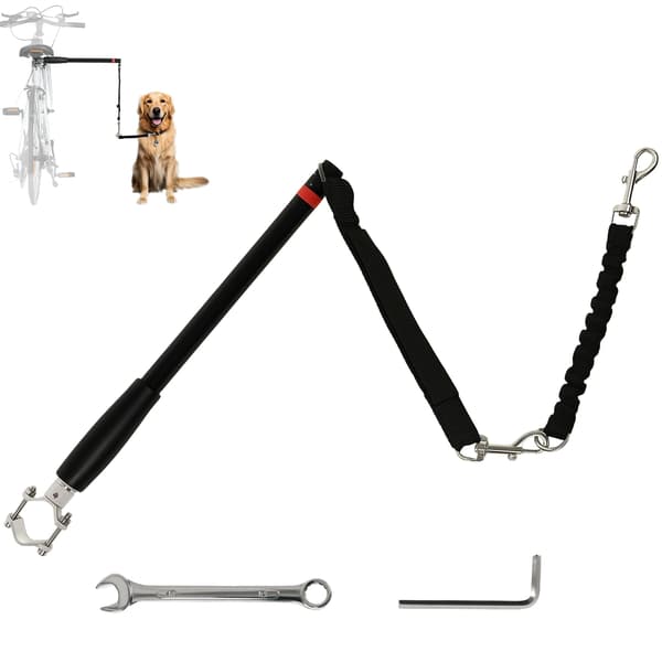 Cykel hundesnor - Elastisk reb, stålrør, 124 cm | Farve: Sort