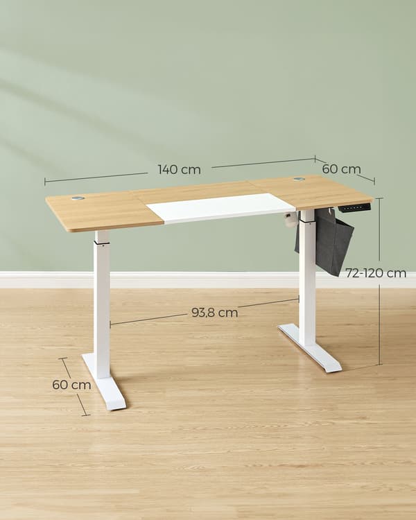 Justerbart elektrisk sidde-stå skrivebord - spånplade stål - 60x140 cm