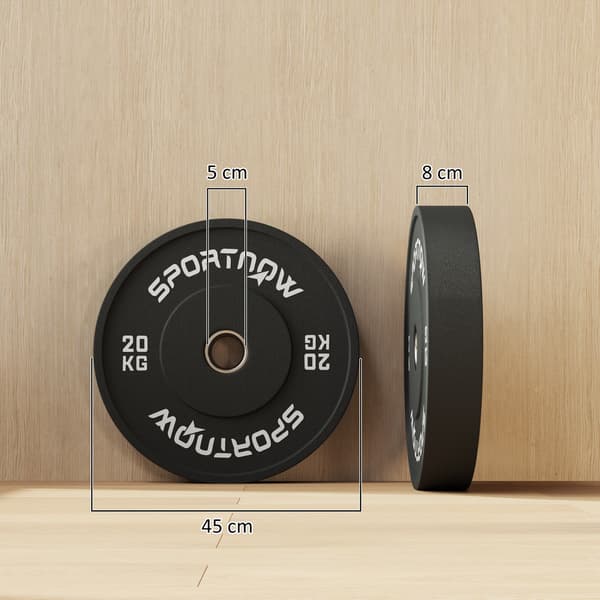 Olympisk vægtsæt 2 x 20 kg - Gummi vægtskiver | Farve: Sort
