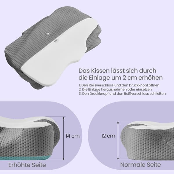 Ergonomisk kylande nackkudde | Vit-grå | 59x40 cm
