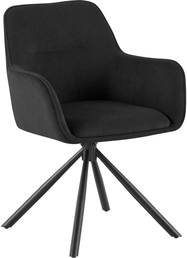 Spisestuestol Tipton med fløjlspolstring | Farve: sort | Mål: 58x59x84 cm