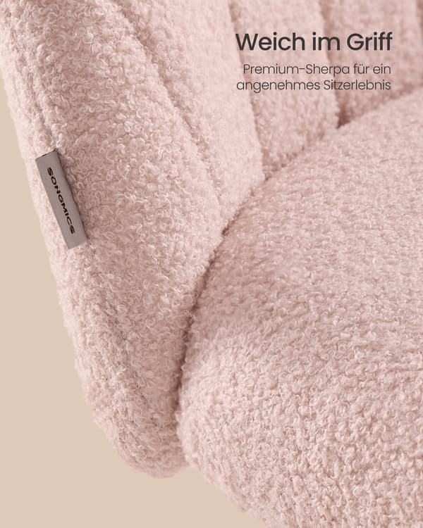 Fleecestol med polstring | Pastel pink | 60x60x73-88 cm