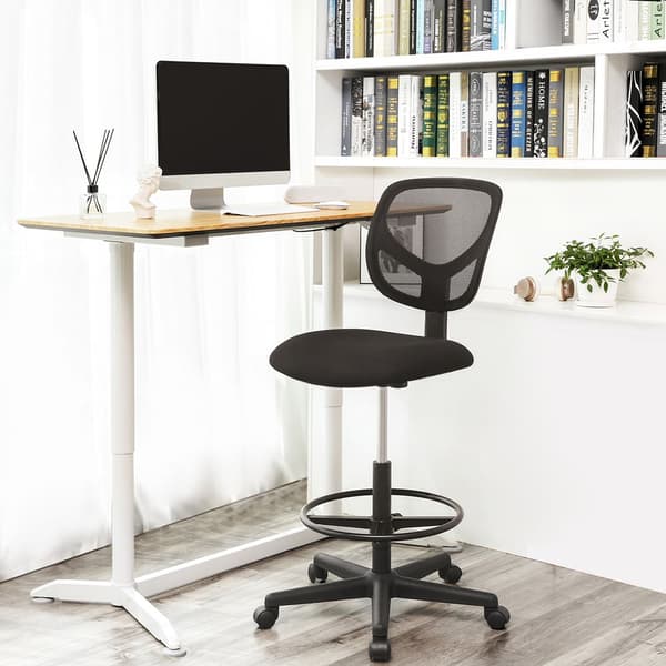 Kontorstol med meshryg – ergonomisk, drejelig, sort