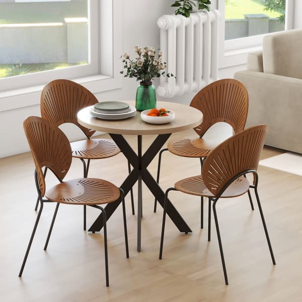 Rundt spisebord 75 cm | Farve: Brun + Sort | Mål: 75x75x75 cm