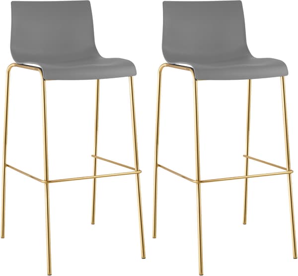 Sæt med 2 barstole Hover - plastik | Farve: grå | Mål: 43x48x100 cm