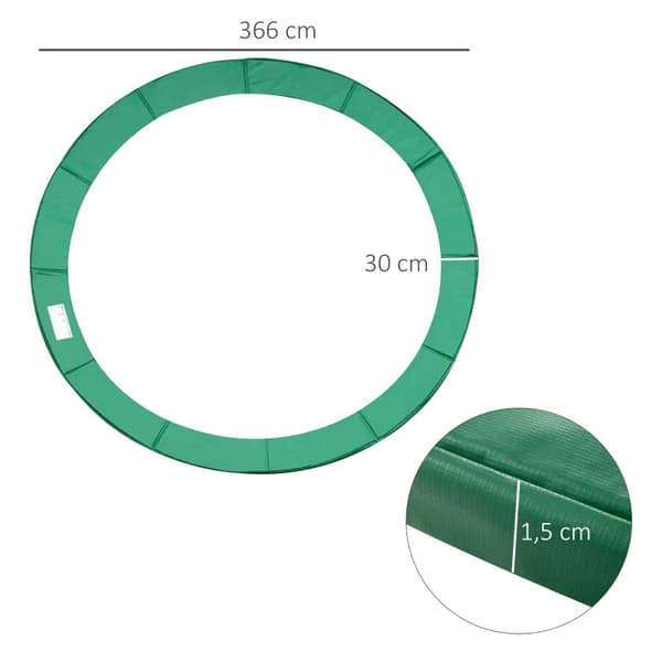 Trampolin kantskydd Ø366 cm - Fjäderskydd | Färg: Grön