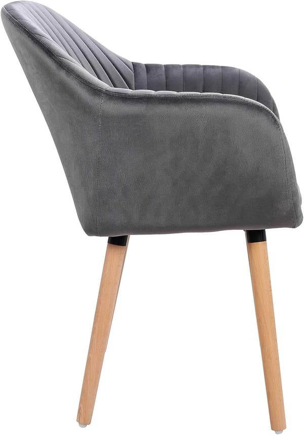Set med 2 matsalsstolar i sammet | Mörkgrå | 40x40x81 cm