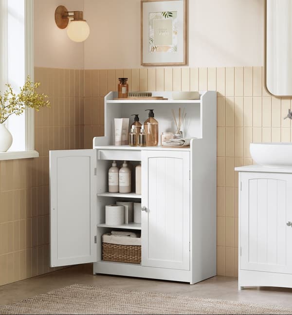 Badeværelsesskab hvid MDF 30x60x100 cm