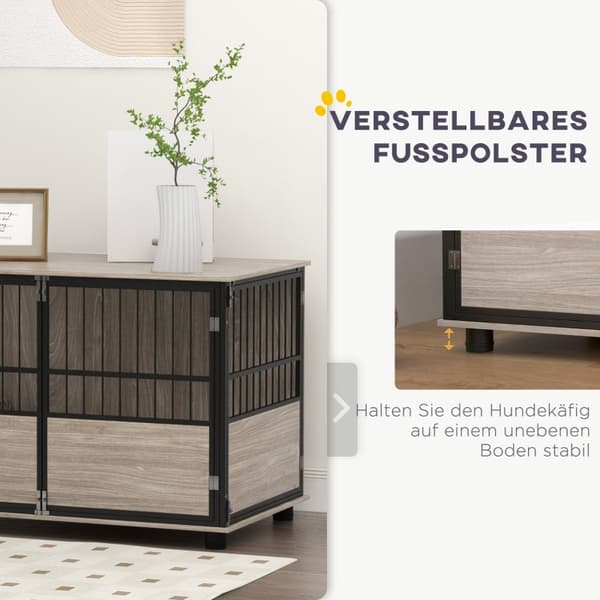 Hundebur til store hunde - 3 døre | Farve: Sort/Beige | Mål: 60x100x68 cm