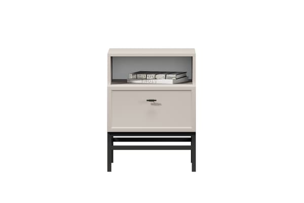 Lorini yöpöytä laatikolla 45 cm - moderni melamiini ja MDF | Väri: Cashmere/Musta