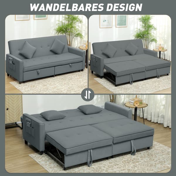 3-personers sovesofa med sengefunktion | Farve: Grå | Mål: 196x90x89 cm
