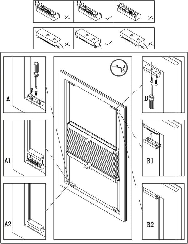 Plisségardin uden boring Klemmfix | Fløde | 85x130 cm
