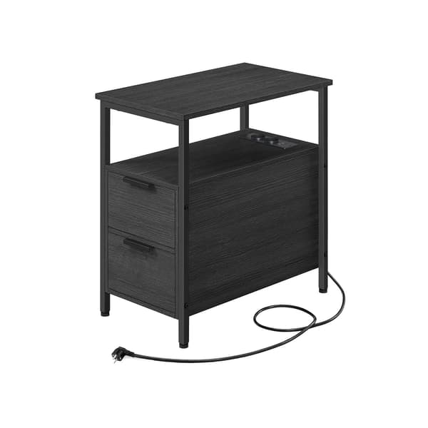 Sidebord/natbord - Spånplade og stål - Antracit/sort - 60 x 35 x 61 cm