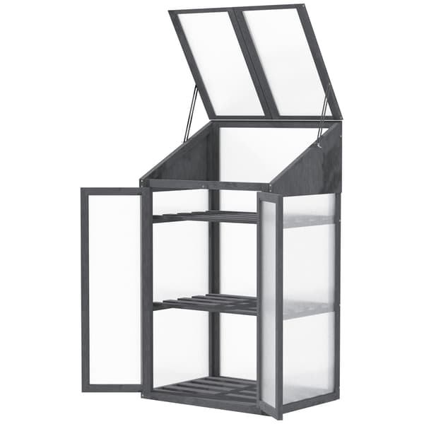 Minidrivhus til planter - Trædrivhus | Farve: Grå | Mål: 50x70x120 cm