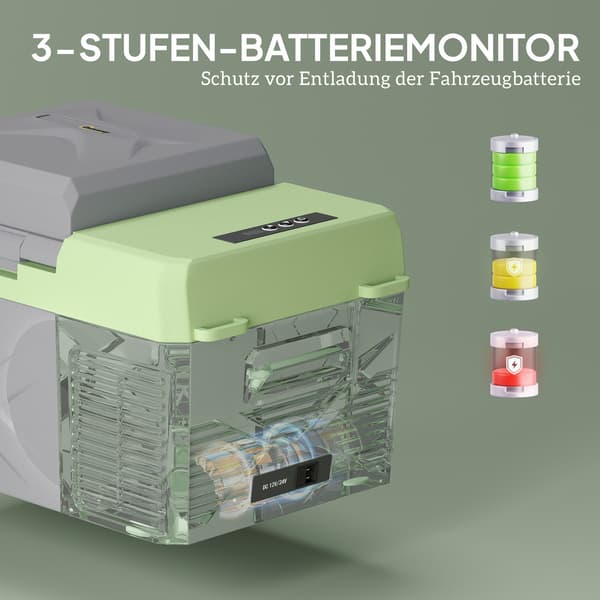 12L kompressor køleboks | Farve: Grå+Grøn | Mål: 32x46x32,4 cm