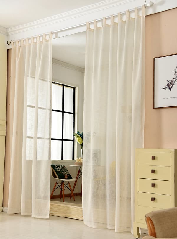Sheer Loop Gardin i linnelook | Grädde | 140x225 cm