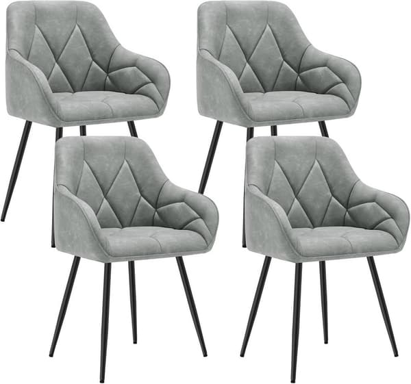 Set med 4 matsalsstolar med armstöd | Grå | 56x53x83,5 cm