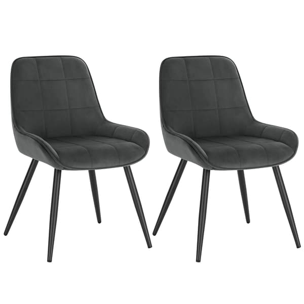 Set med 2 matsalsstolar sammet mörkgrå | Mörkgrå | 38x43x81,5 cm