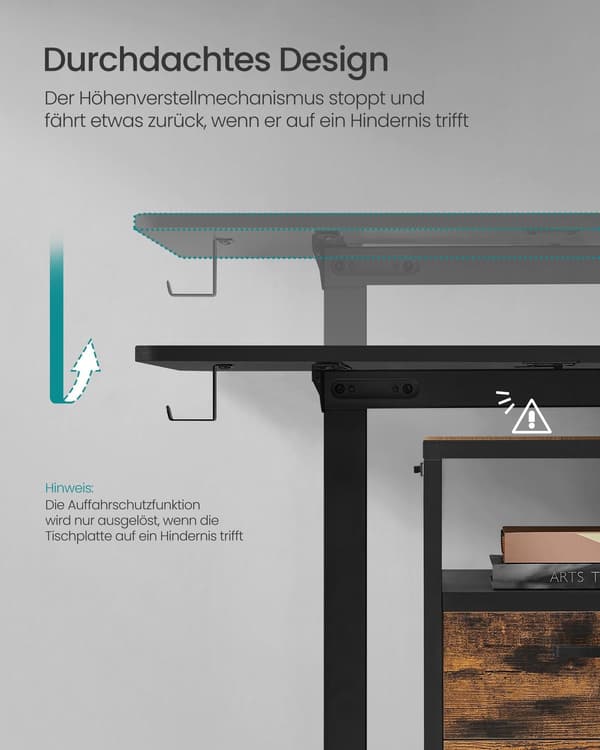 Elektrisk højdejusterbart skrivebord - sidde-stå - spånplade & stål - 60 x 120 cm