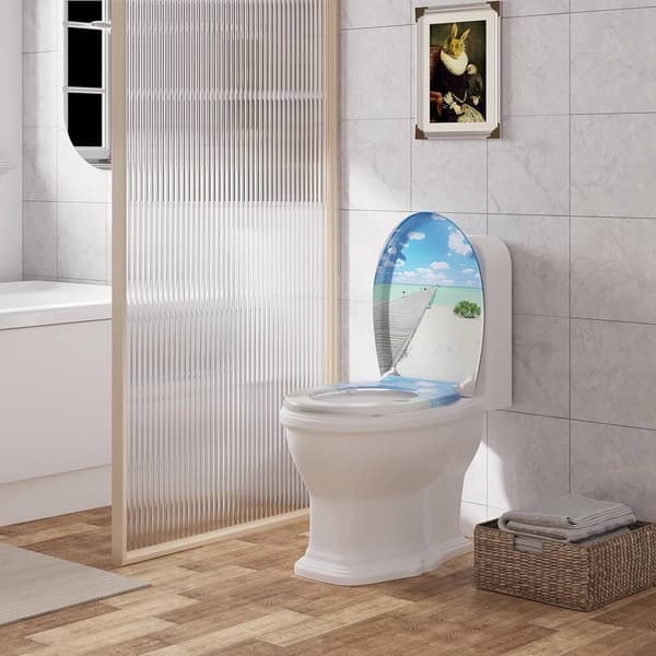 Toiletsæde med soft close og quick release O-form | Bro blå