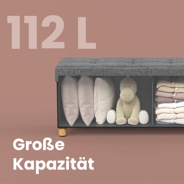 Sammenfoldelig sofa med opbevaringsplads - Grå - 38 x 110 x 40 cm