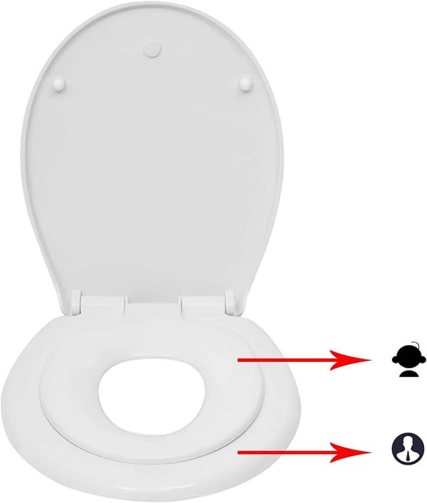 Faux wc-lasit, joissa lastenistuin ja softclose | Valkoinen