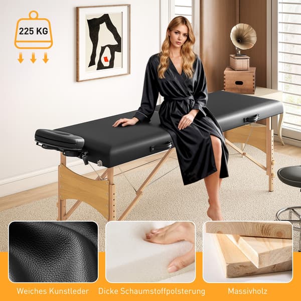 Justerbart sammenklappeligt massagebord | Farve: Sort, brun