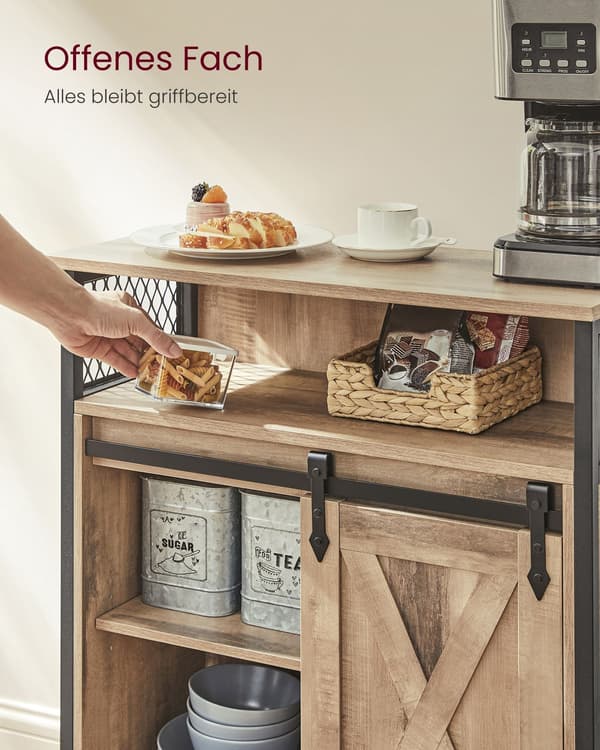 Skænk eg brun-sort - skænk af spånplade og stål - 30 x 70 x 80 cm