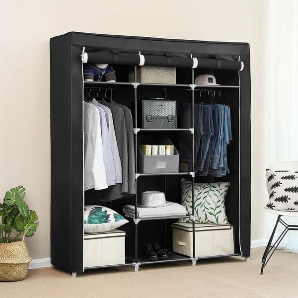 Stofgarderobe - foldbar - sort - 150 x 175 x 45 cm