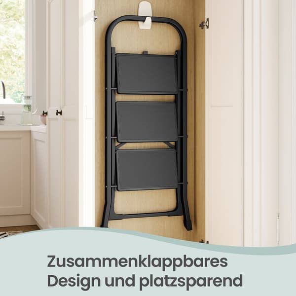 3-trins husstandstrapper med foldebeskyttelse | Sort | 46,5x74,5x105 cm