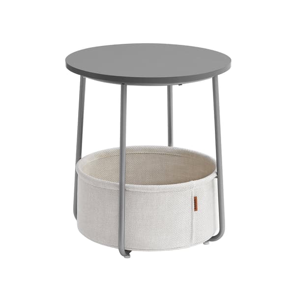 Sidebord 3-delt med stofkurv - spånplade og stål - 45 cm