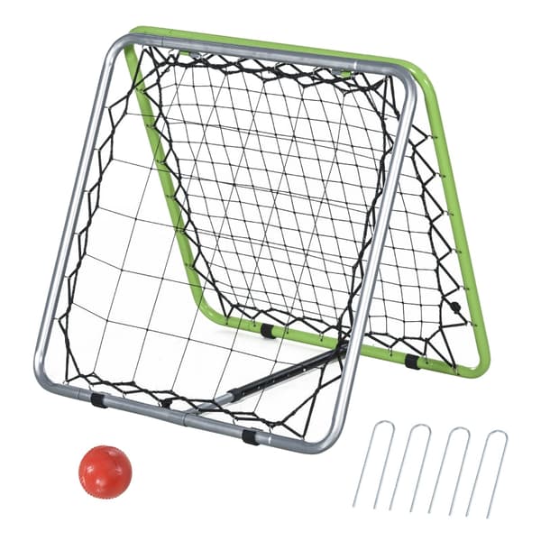 Rebounder net til boldtræning | Farve: Sølv/grøn/sort | Mål: 75x75x64 cm