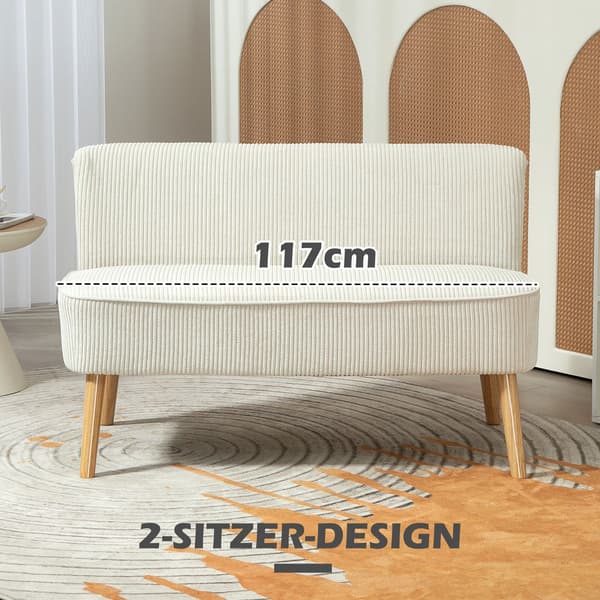 2-sits tygsoffa - Vit soffa | Färg: Vit | Mått: 117x56,5x77 cm