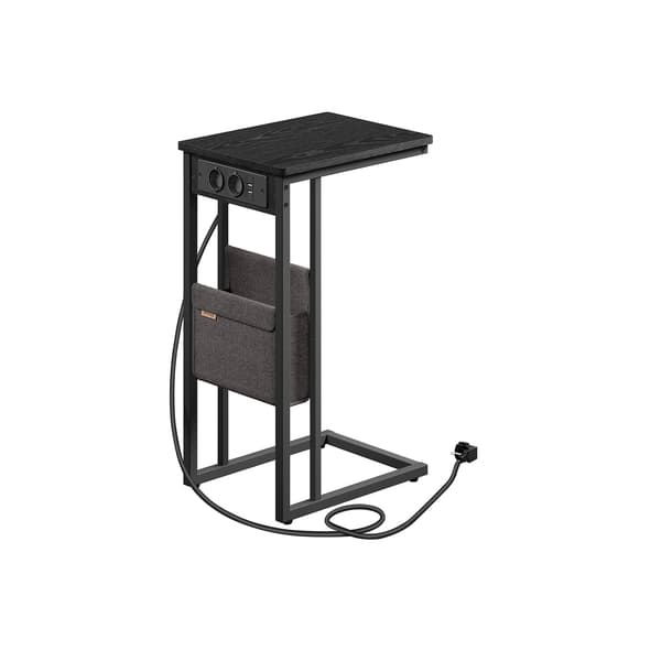 Sort sidebord - natbord - spånplade - stålstel - 30 x 40 x 62 cm