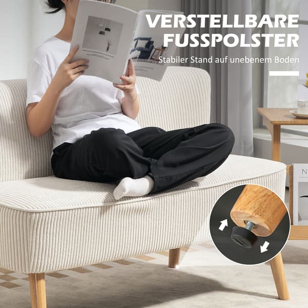 2-sits tygsoffa - Vit soffa | Färg: Vit | Mått: 117x56,5x77 cm