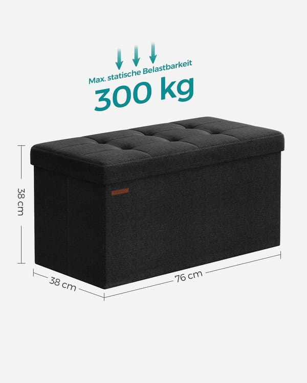 Opbevaringskaffel med siddefunktion - MDF & skum - 38x76x38 cm - sort