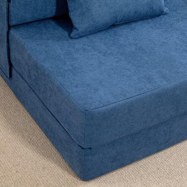 Gulv sovesofa - Blå sofa | Farve: Blå | Mål: 210x80x15 cm