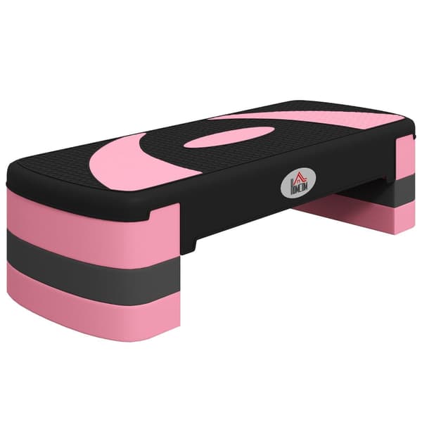 Justerbar aerob stepper | Farve: Sort+Grå+Pink | Mål: 31x80x20 cm