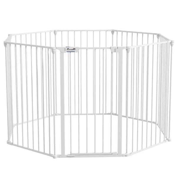 Hvalpepen - 8 paneler, foldbar | Farve: Hvid | Mål: 154x154x90 cm