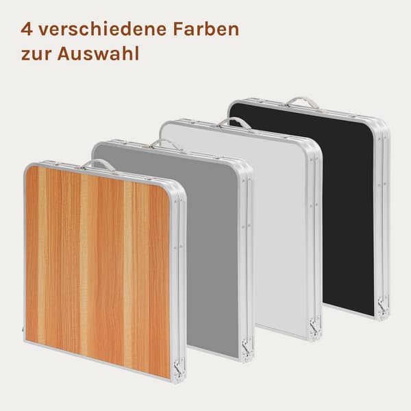 Fällbart campingbord justerbart | Ljus ek | 60x120x55/62/70 cm
