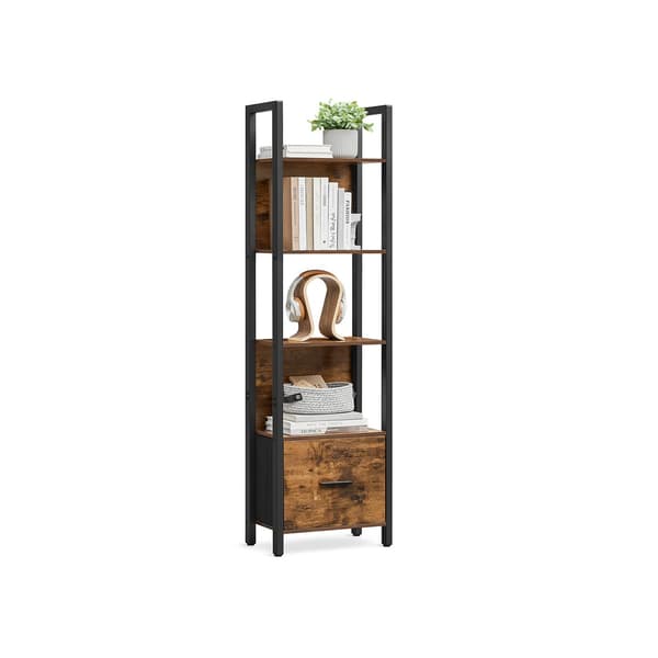 Brun-sort reol 5 plan træ 24x40x165 cm